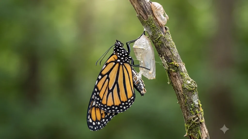 Pictor's Metamorphoses Hermann Hesse: a butterfly changing on a branch